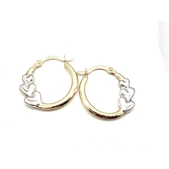 14K REAL GOLD Super Light Hollow Hearts Hoop Earrings - Picture 4 of 12